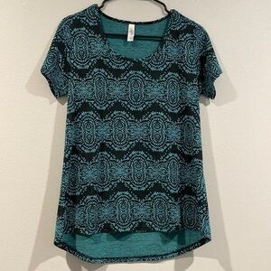 Blue And Black Patterned Lularoe Short Sleeve - Size Extra Small (XS)
